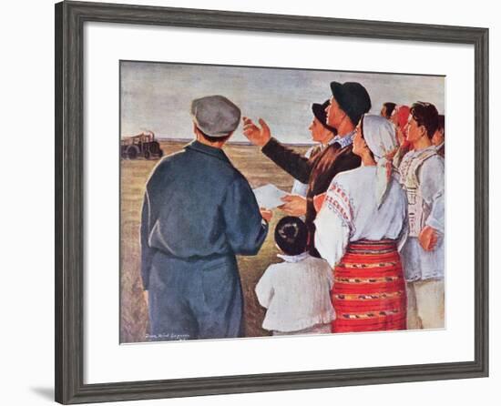 The Arrival of the Tractors, 1951-null-Framed Giclee Print