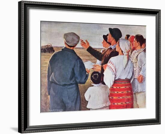 The Arrival of the Tractors, 1951-null-Framed Giclee Print