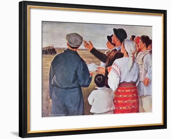 The Arrival of the Tractors, 1951-null-Framed Giclee Print