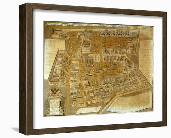 The Arsenal in Venice Showing Ships in Port, Engraving by Abbot Maffioletti-null-Framed Giclee Print