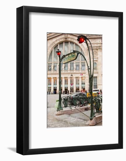 The Art Nouveau Entrance to Gare Du Nord Metro Station with the Main Railway Station Behind-Julian Elliott-Framed Photographic Print