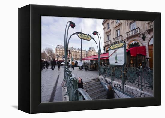 The Art Nouveau Metro Entrance at Saint Michel, Paris, France, Europe-Julian Elliott-Framed Premier Image Canvas