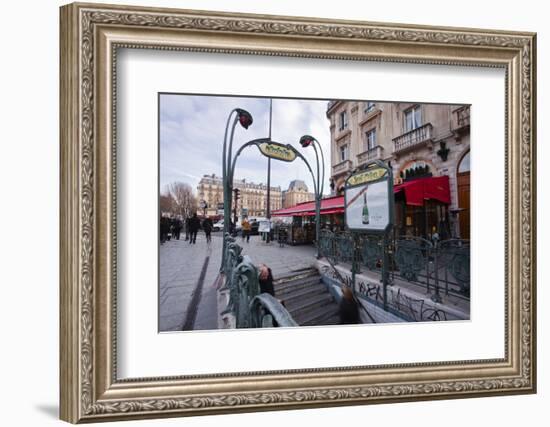 The Art Nouveau Metro Entrance at Saint Michel, Paris, France, Europe-Julian Elliott-Framed Photographic Print