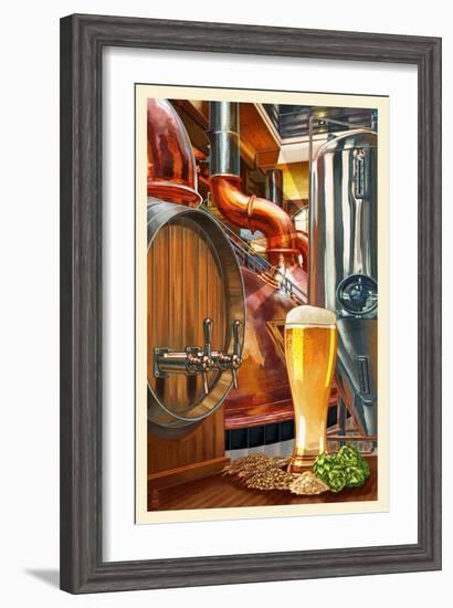 The Art of Beer - Brewery Scene-Lantern Press-Framed Art Print