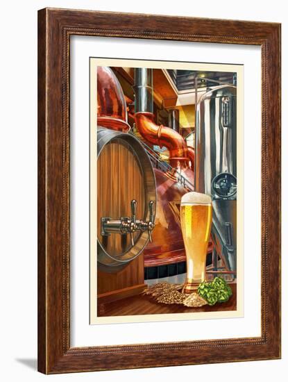 The Art of Beer - Brewery Scene-Lantern Press-Framed Art Print
