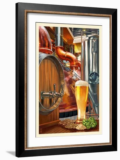 The Art of Beer - Brewery Scene-Lantern Press-Framed Art Print