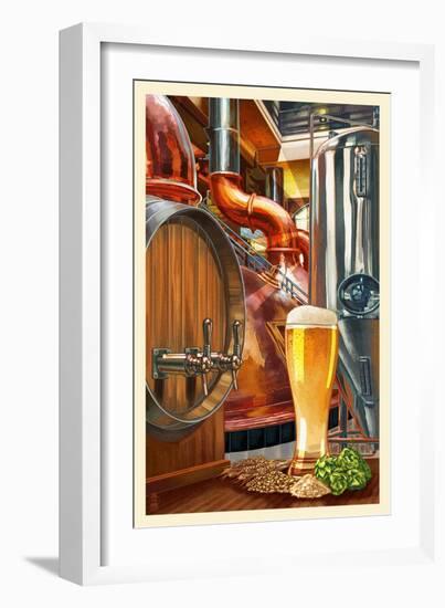 The Art of Beer - Brewery Scene-Lantern Press-Framed Art Print