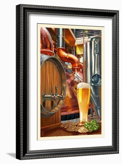 The Art of Beer - Brewery Scene-Lantern Press-Framed Art Print