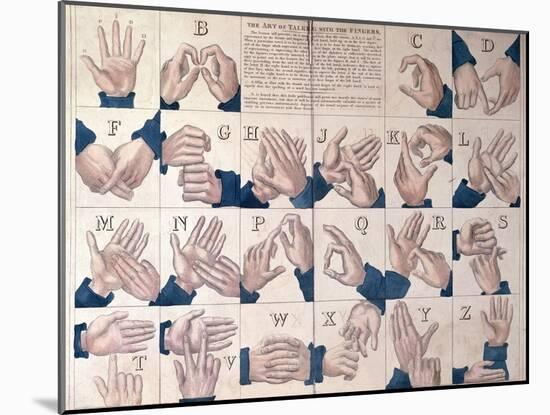 The Art of Talking with the Fingers', Sign Language Alphabet-null-Mounted Giclee Print