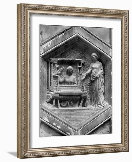 The Art of Weaving, Relief on the Duomo, Florence, Italy, Mid 14th Century-Giotto-Framed Giclee Print