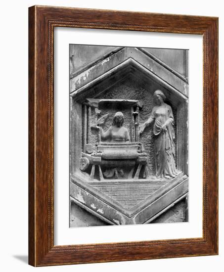 The Art of Weaving, Relief on the Duomo, Florence, Italy, Mid 14th Century-Giotto-Framed Giclee Print