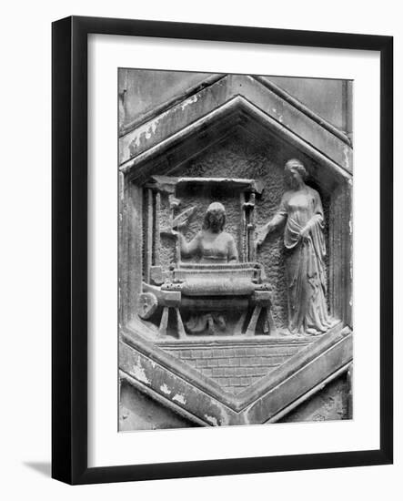 The Art of Weaving, Relief on the Duomo, Florence, Italy, Mid 14th Century-Giotto-Framed Giclee Print