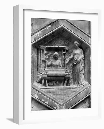 The Art of Weaving, Relief on the Duomo, Florence, Italy, Mid 14th Century-Giotto-Framed Giclee Print