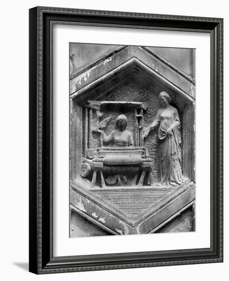 The Art of Weaving, Relief on the Duomo, Florence, Italy, Mid 14th Century-Giotto-Framed Giclee Print