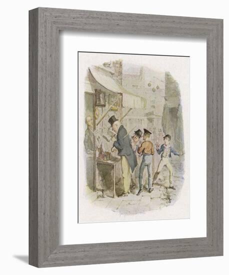 The Artful Dodger Teaches Oliver Twist to Pickpocket from the Rich-George Cruikshank-Framed Art Print