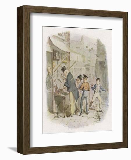 The Artful Dodger Teaches Oliver Twist to Pickpocket from the Rich-George Cruikshank-Framed Art Print