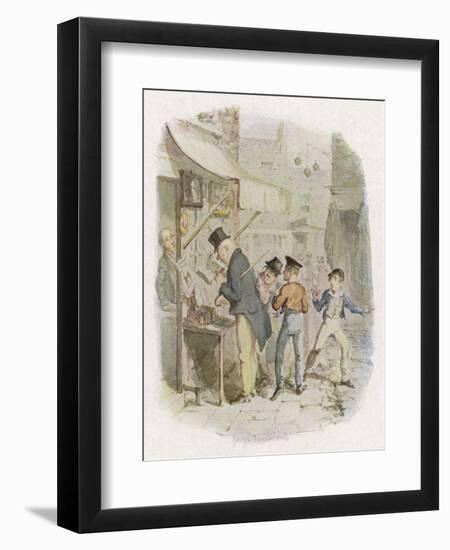 The Artful Dodger Teaches Oliver Twist to Pickpocket from the Rich-George Cruikshank-Framed Art Print