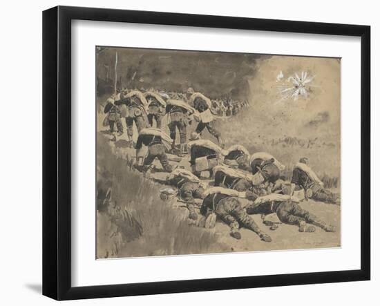 The Artful Dodgers (Shrapnel Coming Down the Road)-Frederic Remington-Framed Giclee Print
