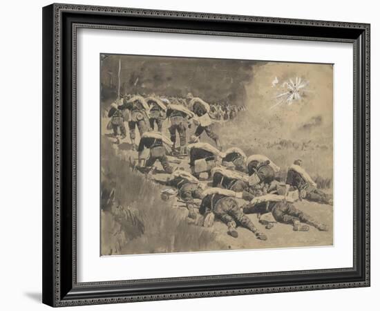 The Artful Dodgers (Shrapnel Coming Down the Road)-Frederic Remington-Framed Giclee Print