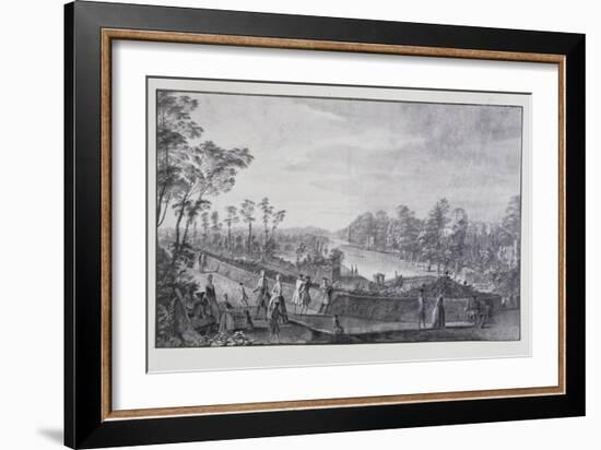 The Artificial River, Lord Burlington's Chiswick Villa (Pen and Ink with Wash on Paper)-Jacques Rigaud-Framed Giclee Print