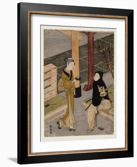 The Artist and O-Sen, Ca. 1769 (Woodblock Print)-Suzuki Harunobu-Framed Giclee Print