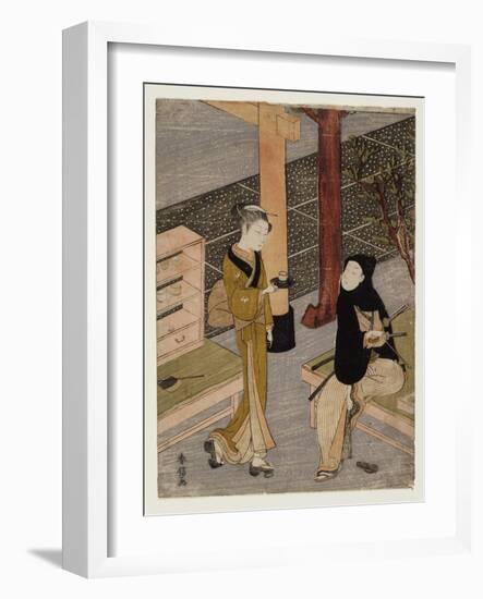 The Artist and O-Sen, Ca. 1769 (Woodblock Print)-Suzuki Harunobu-Framed Giclee Print