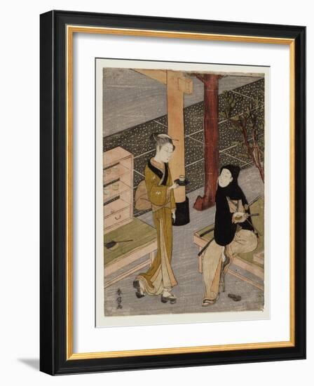 The Artist and O-Sen, Ca. 1769 (Woodblock Print)-Suzuki Harunobu-Framed Giclee Print
