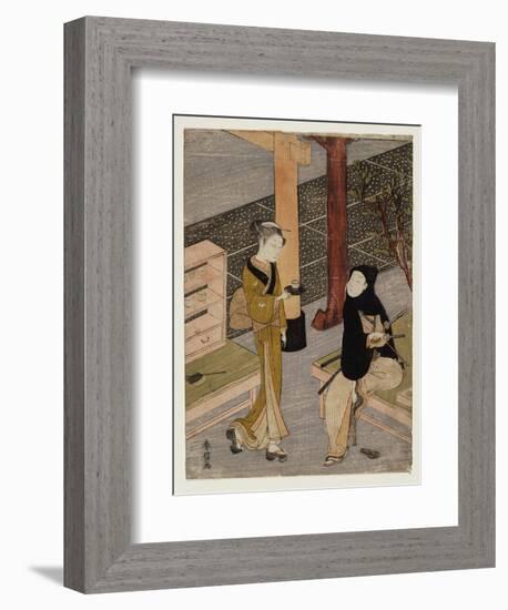 The Artist and O-Sen, Ca. 1769 (Woodblock Print)-Suzuki Harunobu-Framed Giclee Print