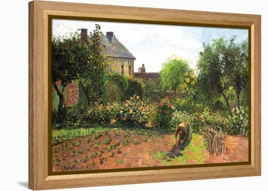 The Artist Garden at Eragny-Camille Pissarro-Framed Stretched Canvas