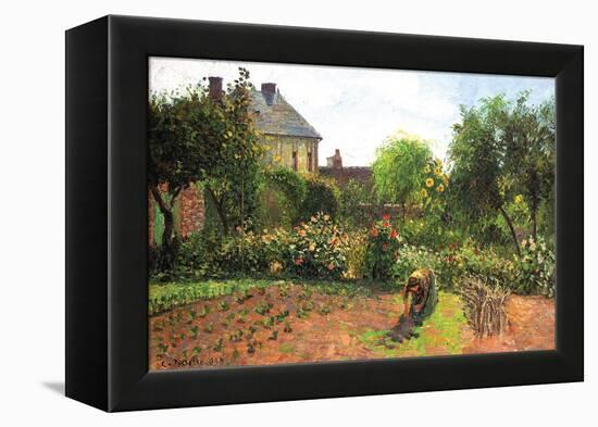 The Artist Garden at Eragny-Camille Pissarro-Framed Stretched Canvas