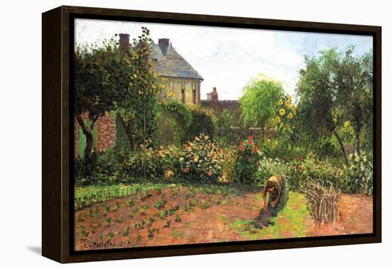 The Artist Garden at Eragny-Camille Pissarro-Framed Stretched Canvas