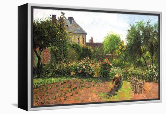 The Artist Garden at Eragny-Camille Pissarro-Framed Stretched Canvas