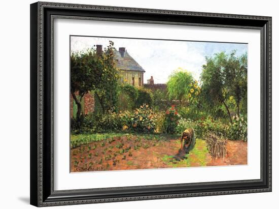 The Artist Garden at Eragny-Camille Pissarro-Framed Art Print