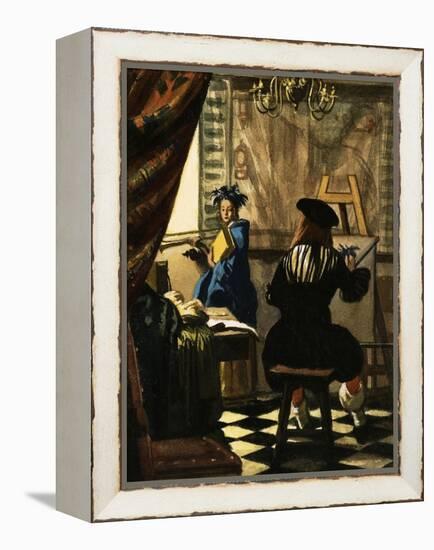 The Artist in His Studio by Jan Vermeer-null-Framed Premier Image Canvas