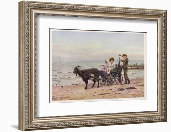 The Artist's Children in a Goat Carriage Ay Broadstairs Kent England-Helen Allingham-Framed Photographic Print