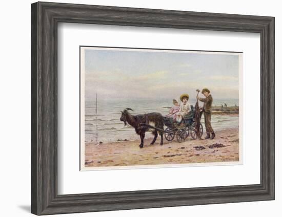 The Artist's Children in a Goat Carriage Ay Broadstairs Kent England-Helen Allingham-Framed Photographic Print