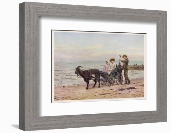 The Artist's Children in a Goat Carriage Ay Broadstairs Kent England-Helen Allingham-Framed Photographic Print