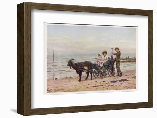 The Artist's Children in a Goat Carriage Ay Broadstairs Kent England-Helen Allingham-Framed Photographic Print