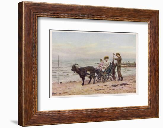 The Artist's Children in a Goat Carriage Ay Broadstairs Kent England-Helen Allingham-Framed Photographic Print