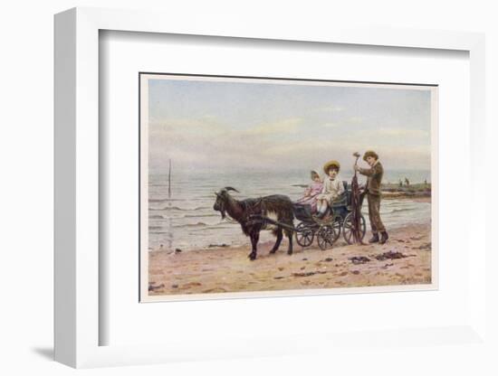 The Artist's Children in a Goat Carriage Ay Broadstairs Kent England-Helen Allingham-Framed Photographic Print