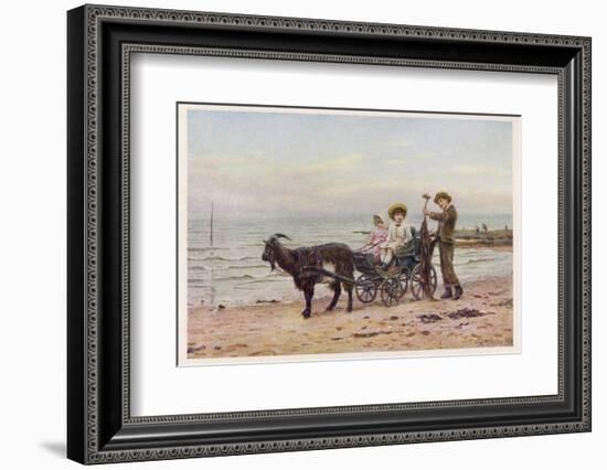 The Artist's Children in a Goat Carriage Ay Broadstairs Kent England-Helen Allingham-Framed Photographic Print