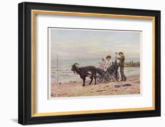 The Artist's Children in a Goat Carriage Ay Broadstairs Kent England-Helen Allingham-Framed Photographic Print