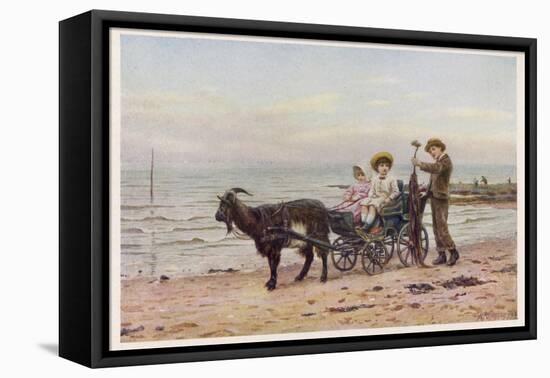 The Artist's Children in a Goat Carriage Ay Broadstairs Kent England-Helen Allingham-Framed Premier Image Canvas