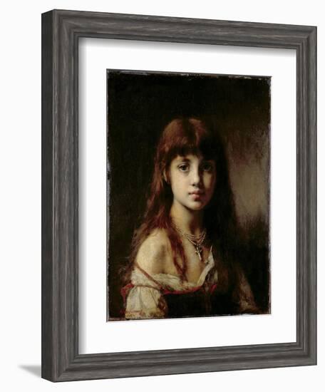 The Artist's Daughter, 1884 (See also 65310)-Alexei Alexevich Harlamoff-Framed Premium Giclee Print