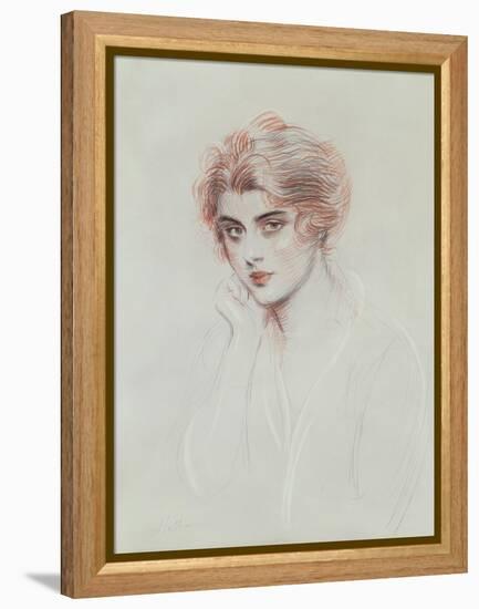 The Artist's Daughter (Coloured Pencil on Paper)-Paul Cesar Helleu-Framed Premier Image Canvas