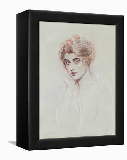 The Artist's Daughter (Coloured Pencil on Paper)-Paul Cesar Helleu-Framed Premier Image Canvas