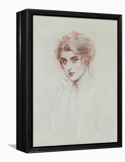 The Artist's Daughter (Coloured Pencil on Paper)-Paul Cesar Helleu-Framed Premier Image Canvas
