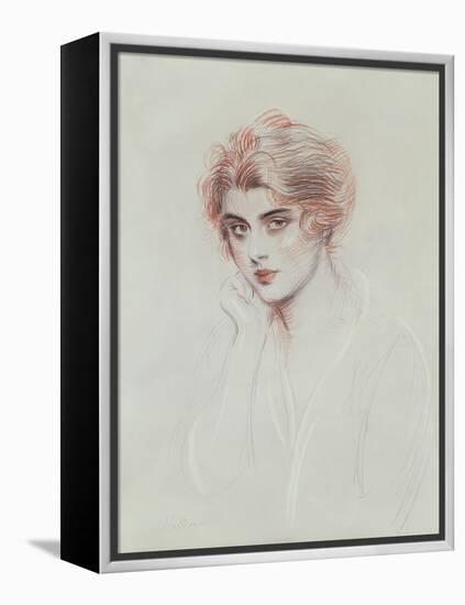 The Artist's Daughter (Coloured Pencil on Paper)-Paul Cesar Helleu-Framed Premier Image Canvas