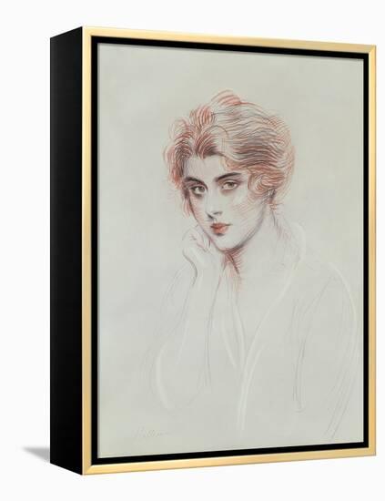 The Artist's Daughter (Coloured Pencil on Paper)-Paul Cesar Helleu-Framed Premier Image Canvas