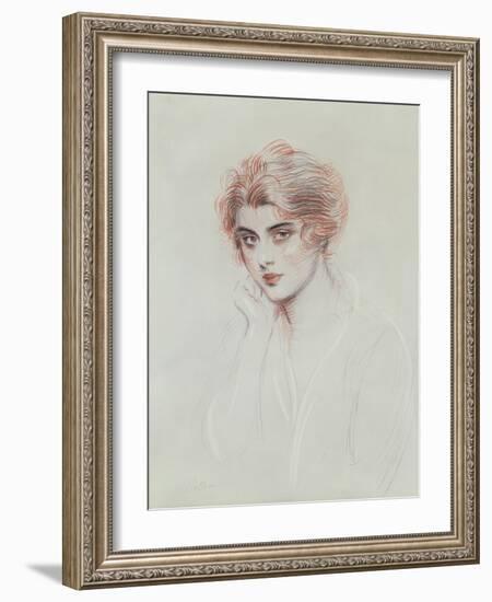 The Artist's Daughter (Coloured Pencil on Paper)-Paul Cesar Helleu-Framed Giclee Print